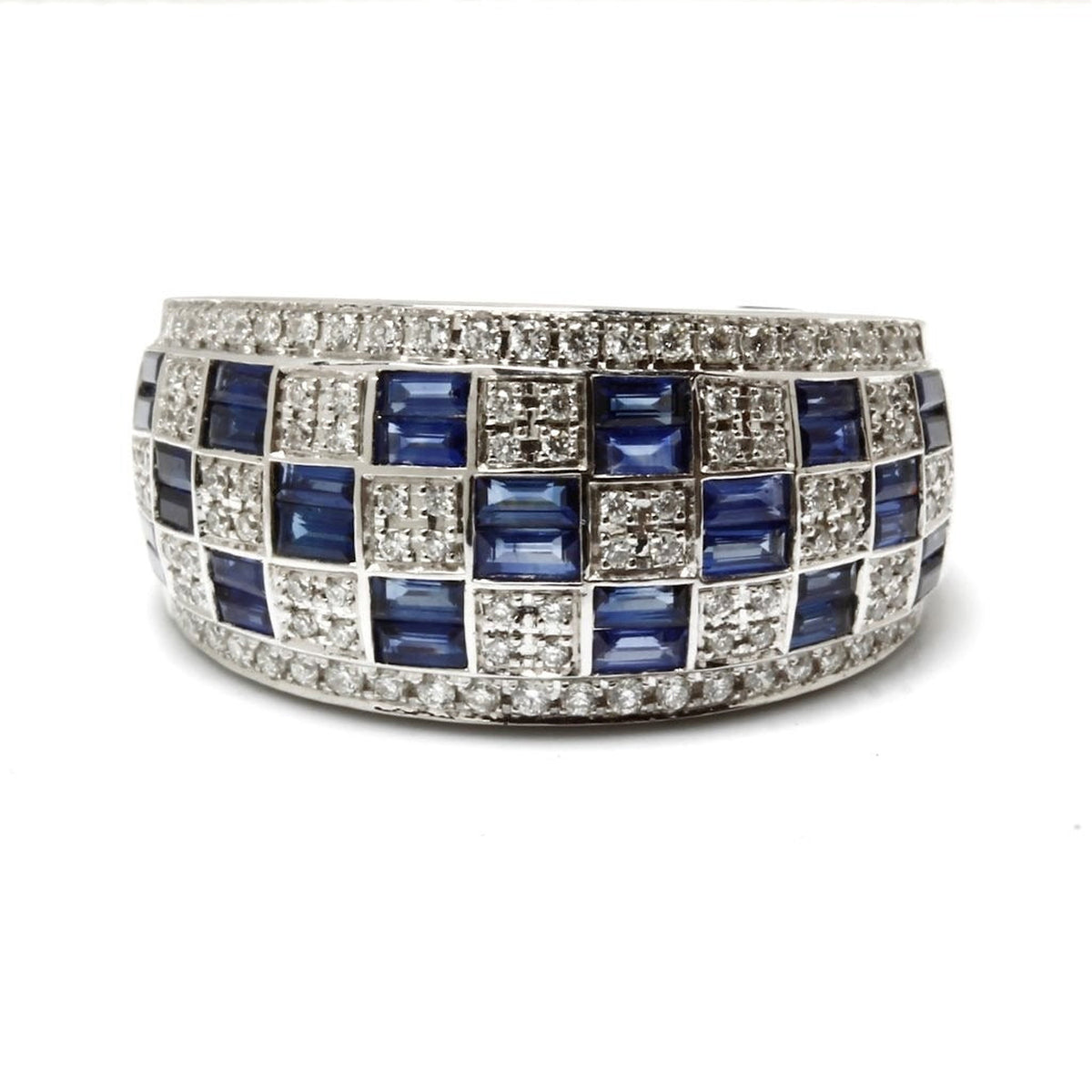Anillo de Oro 18K con Zafiros y Diamantes
