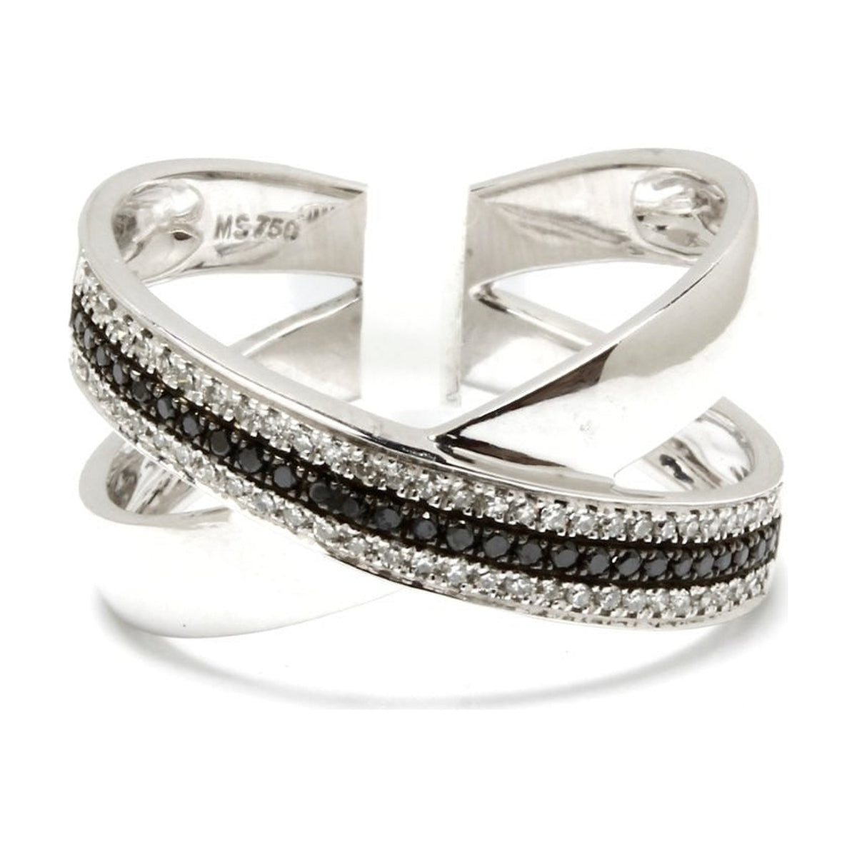 Anillo de Oro Blanco 18K con Brillantes Negros