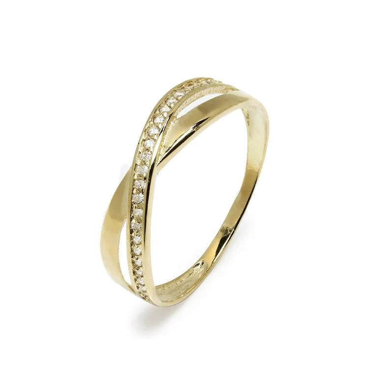 Anillo Cruzado de Oro 9K con Circonitas
