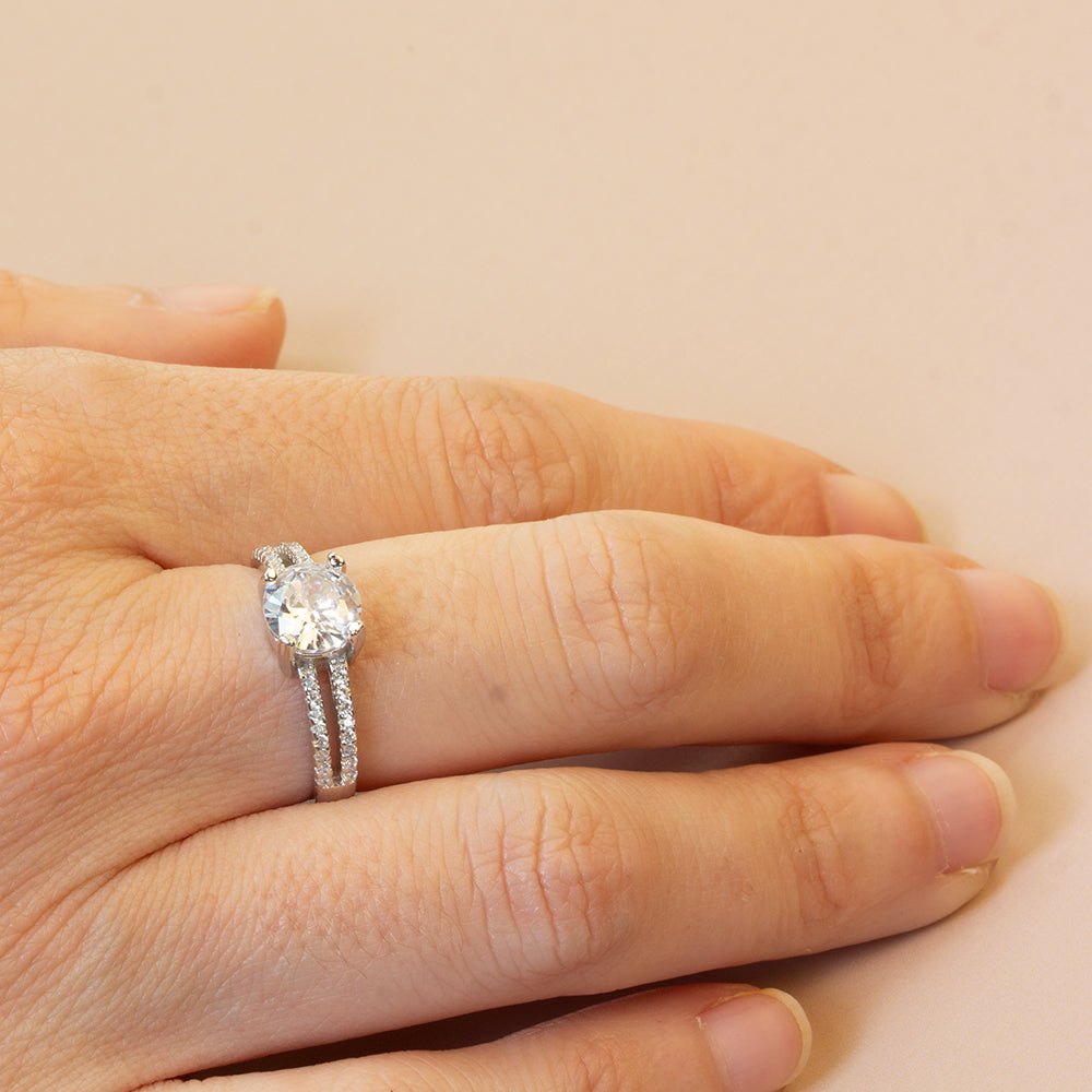 Anillo Solitario Doble Tira