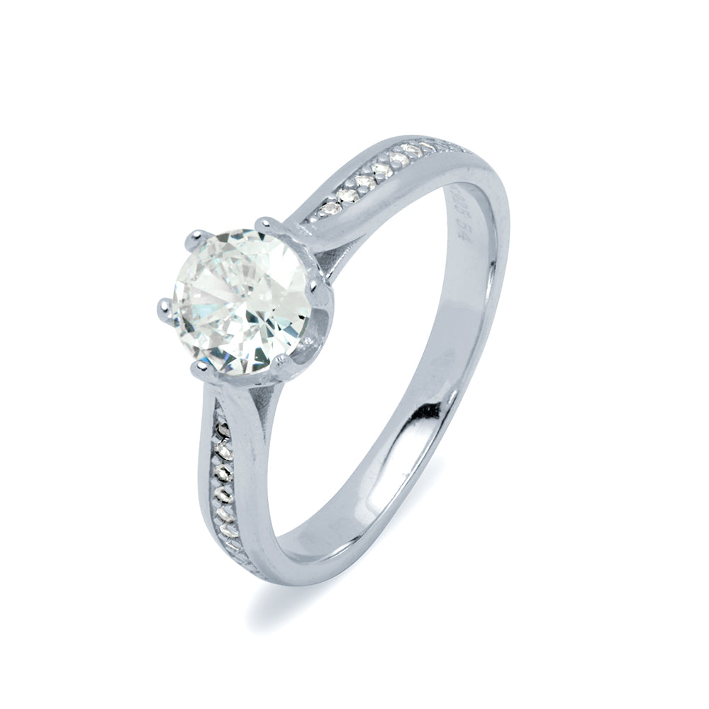 Anillo Solitario Americano 6 grapas