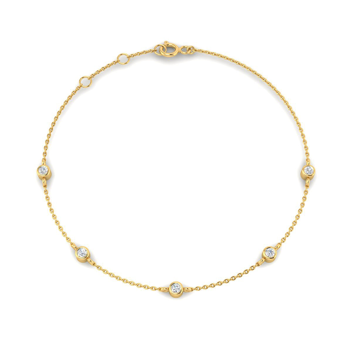 Pulsera 5 Diamantes de Laboratorio en Plata 925