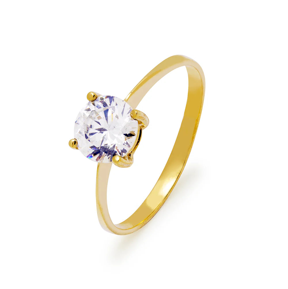 Anillo Solitario de Oro con Circonita