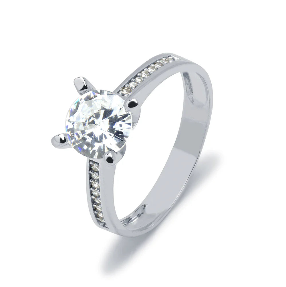 Anillo solitario Americano Circonitas Oro