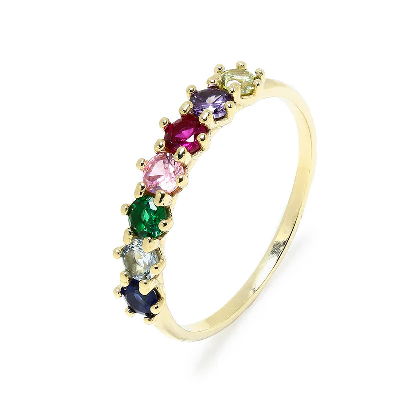 Anillo de Oro 9K con Circonitas de Colores