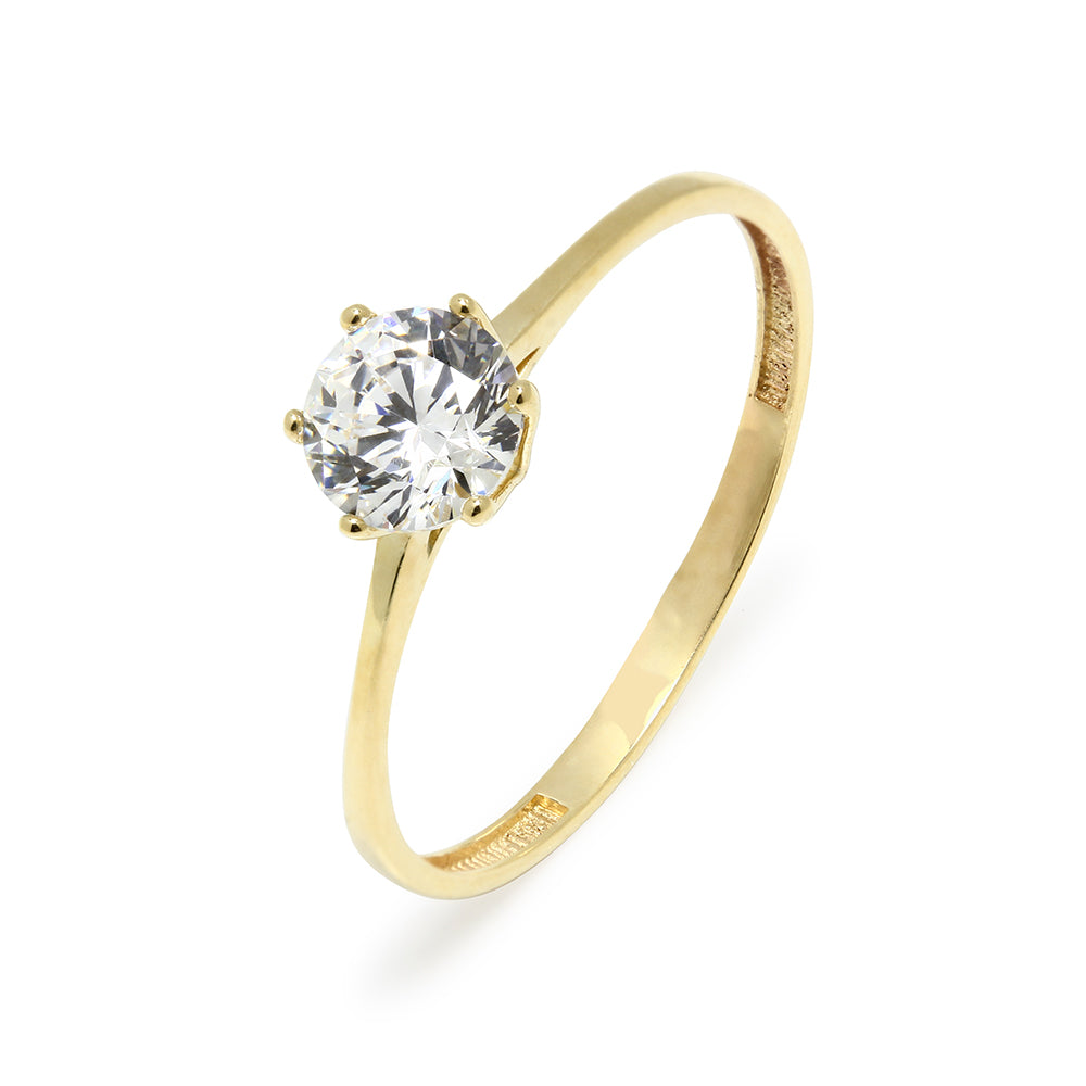Anillo Solitario de Oro 9K con Circonita
