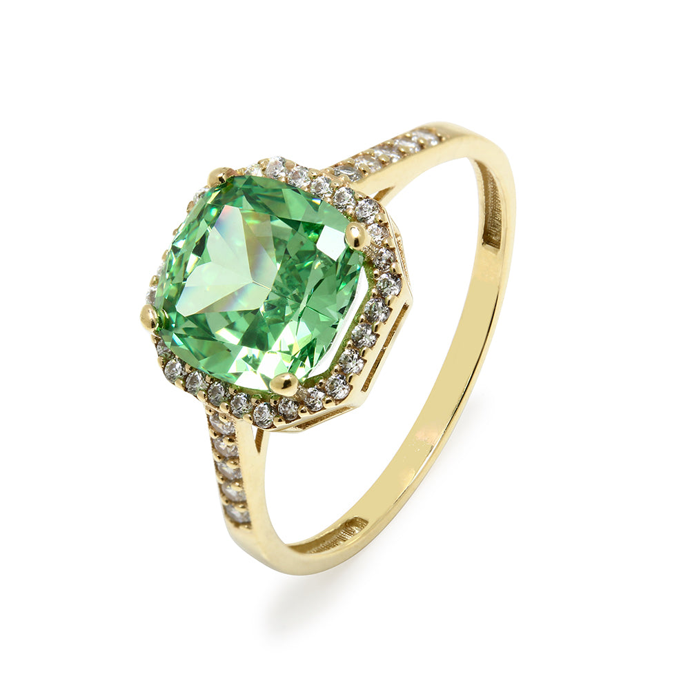 Anillo de Oro 9K con Circonita Paraíba Verde
