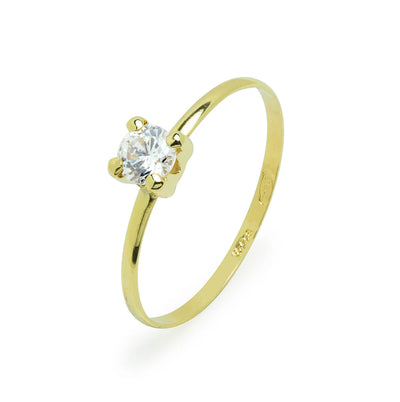 Anillo Solitario de Oro 18K con Circonita