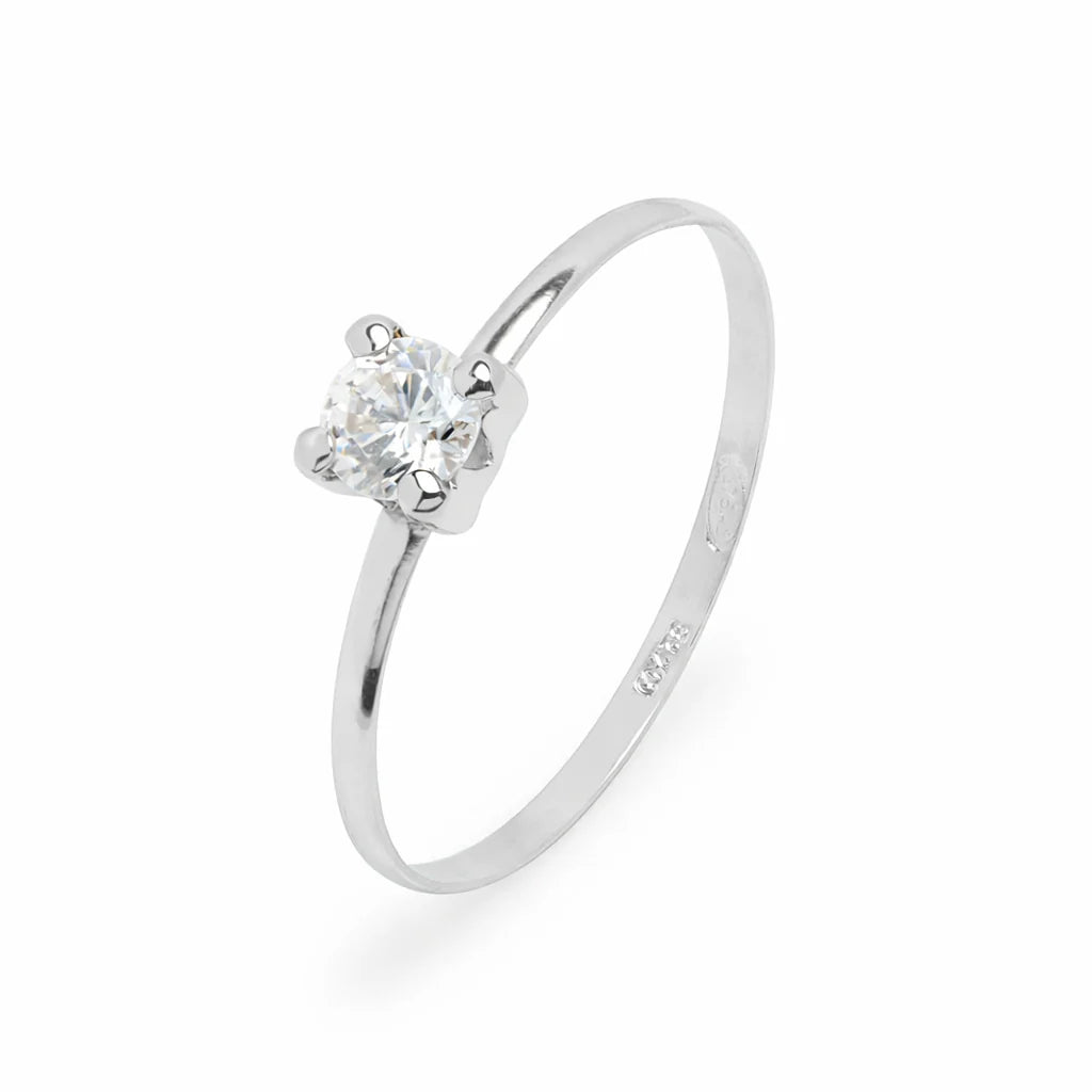 Anillo Solitario de Oro con Circonita