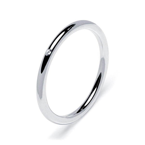 Alianza de Boda Redonda 2mm 1 Diamante