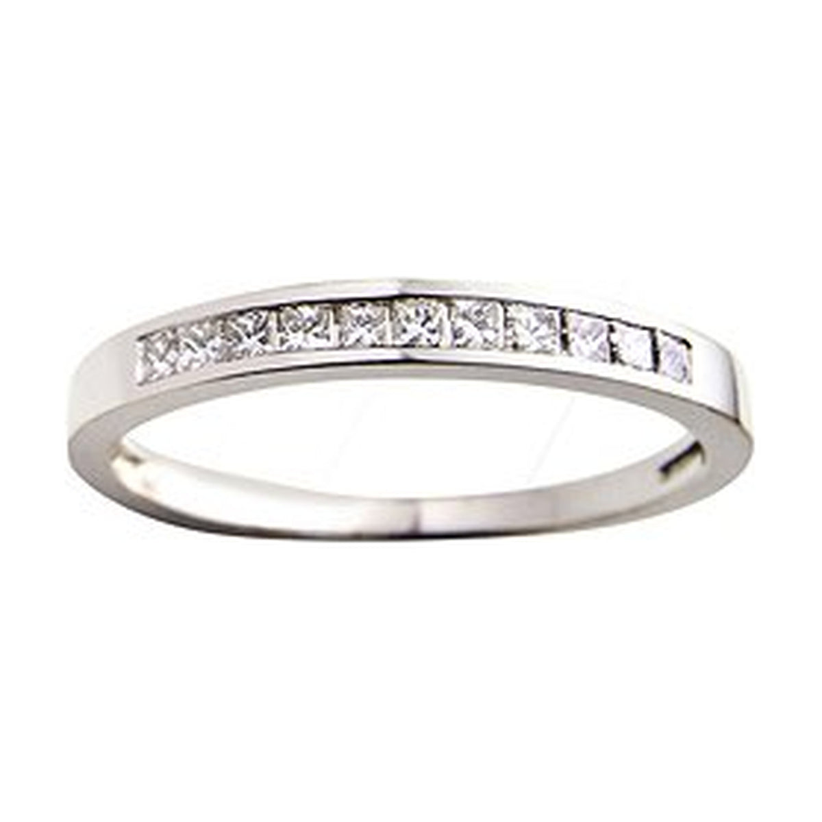 Anillo Media Alianza de Oro Blanco 18K con Diamantes