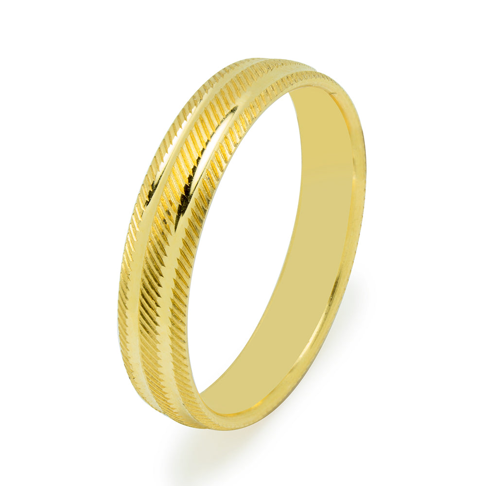 Alianza Facetada 2 Líneas Pulidas 4mm