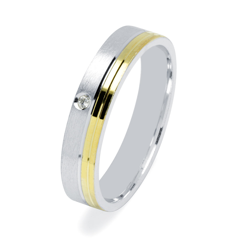 Alianza Plana Satinado & Pulido 4mm Diamante Confort