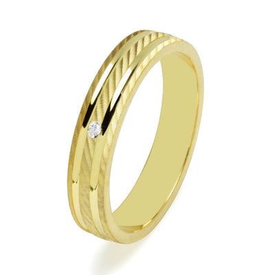 Alianza Facetada 2 Líneas Diamante de Oro 18K