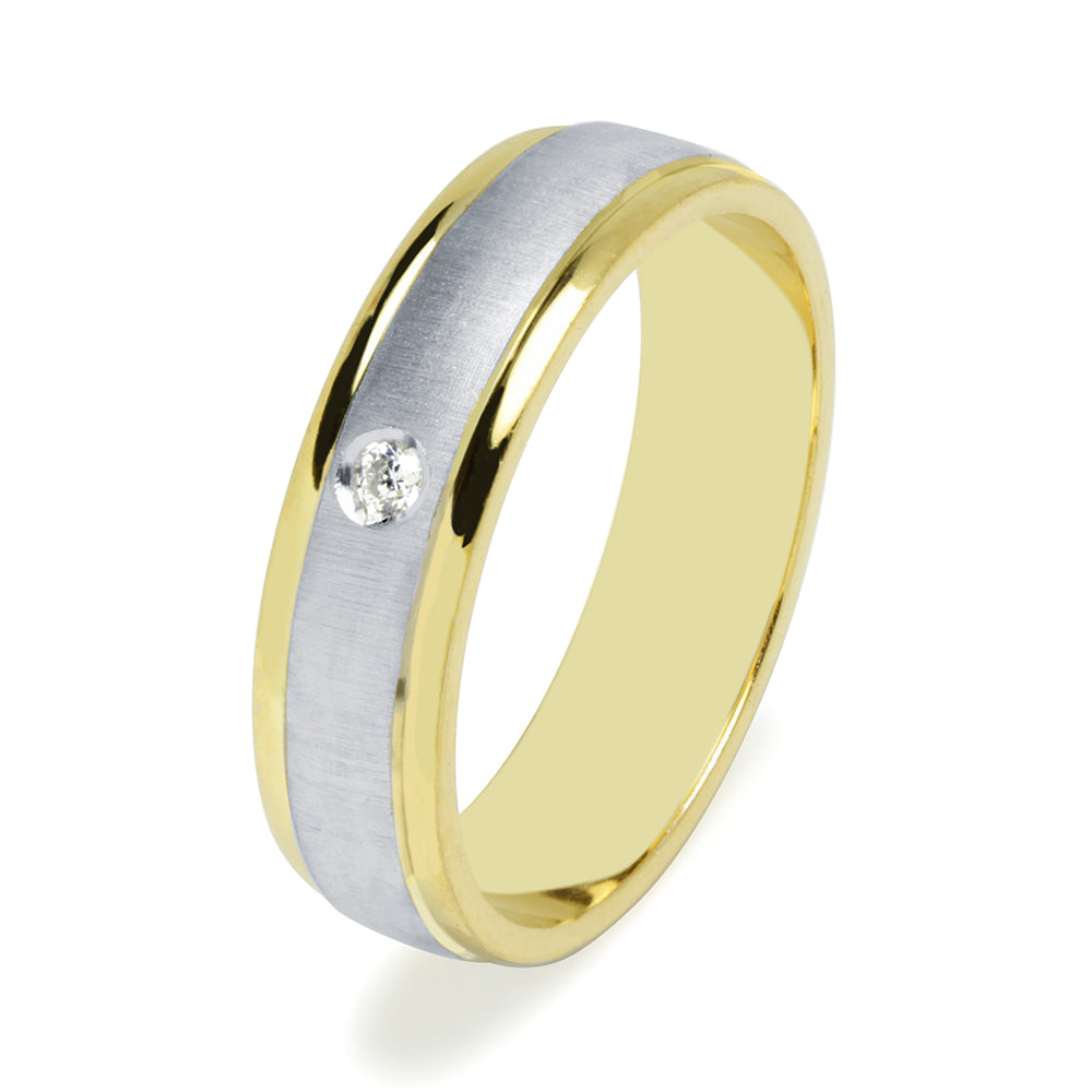 Alianza Satinada Cantos Pulidos 5mm Diamante Confort