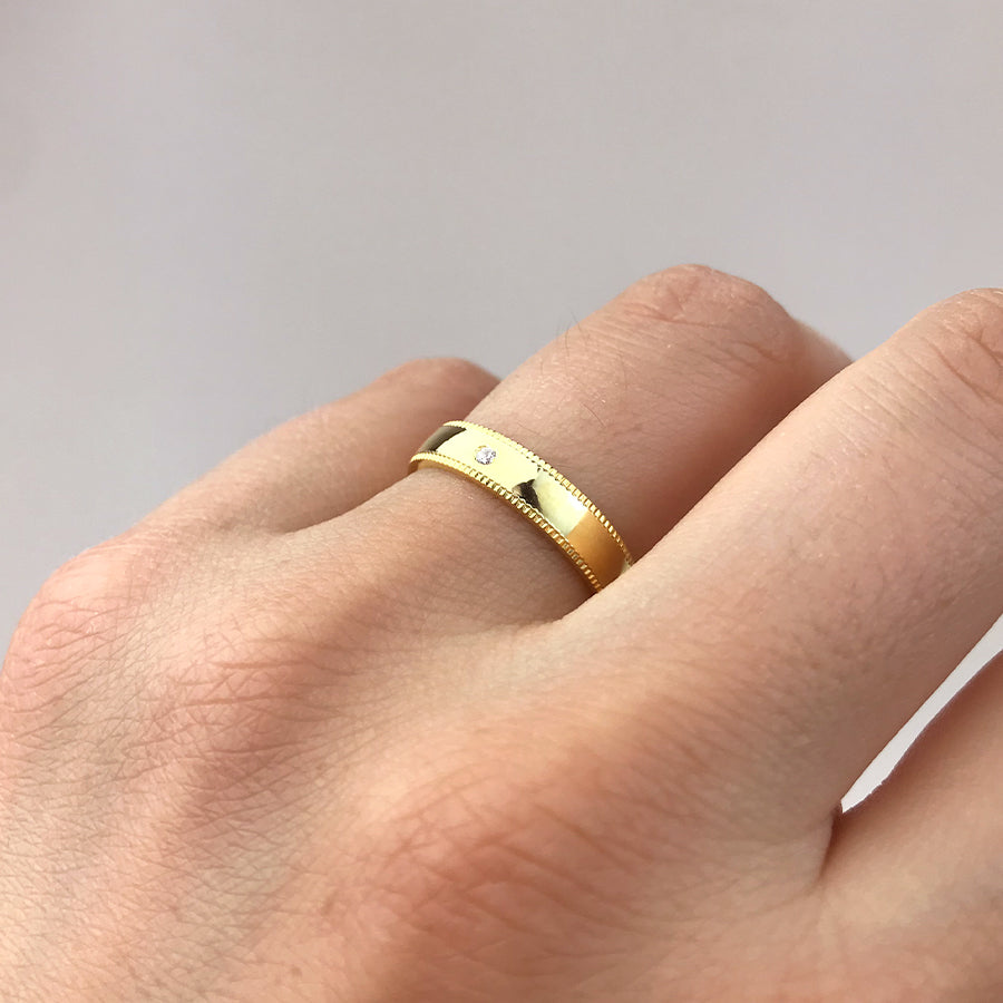 Alianza Pulida Cantos Diamantados Diamante 4mm