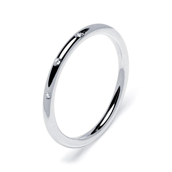 Alianza de Boda Redonda 2mm 3 Diamantes