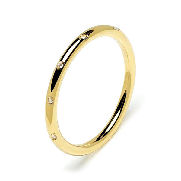 Alianza de Boda Redonda 2mm 5 Diamantes