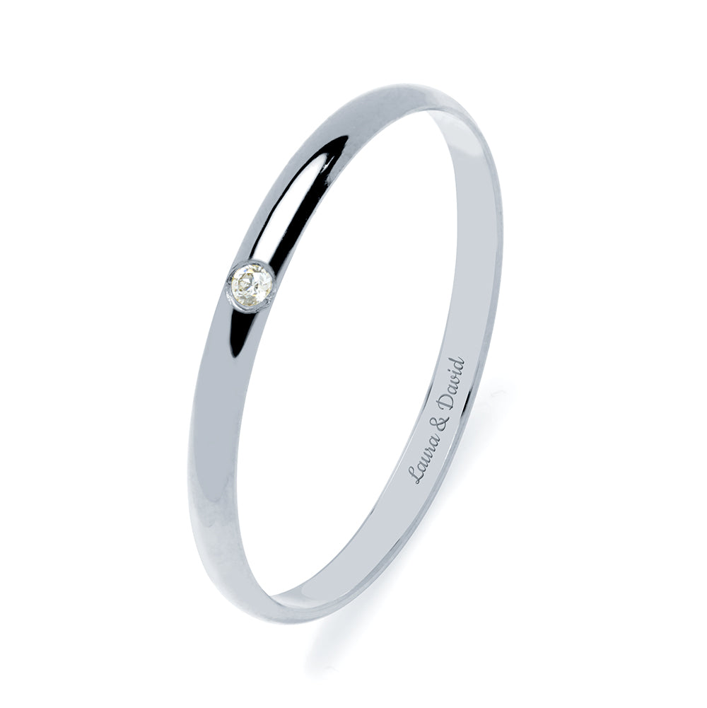 Alianza de Boda Media Caña 2mm Diamante