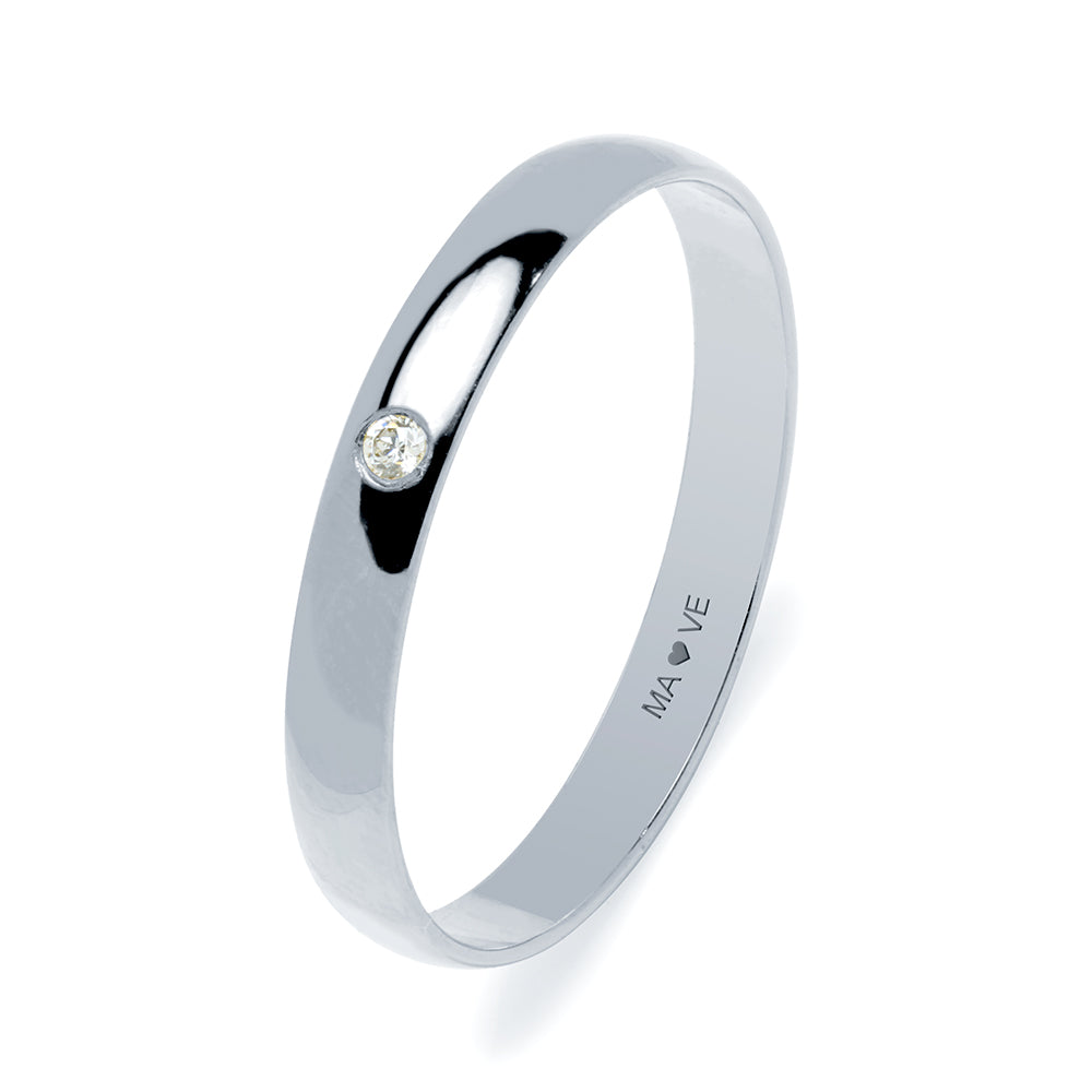 Alianza de Boda Media Caña 3mm Diamante