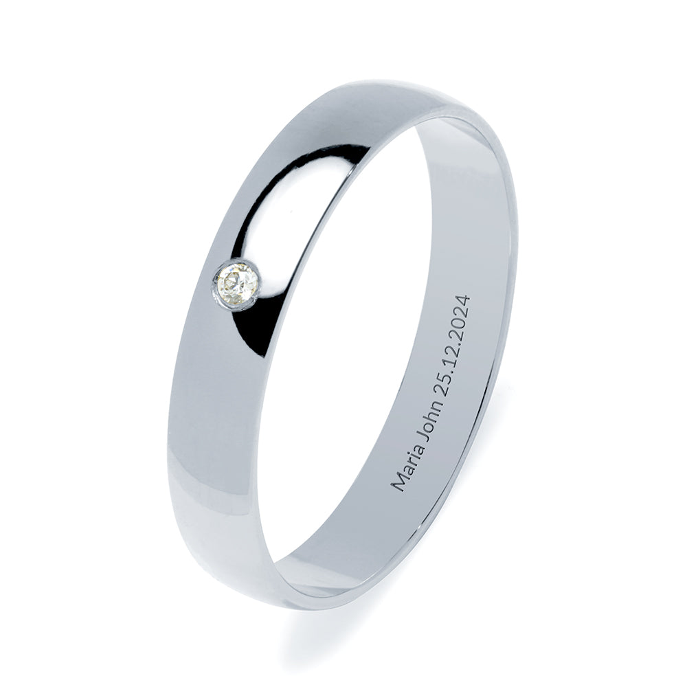 Alianza de Boda Media Caña 4mm Diamante