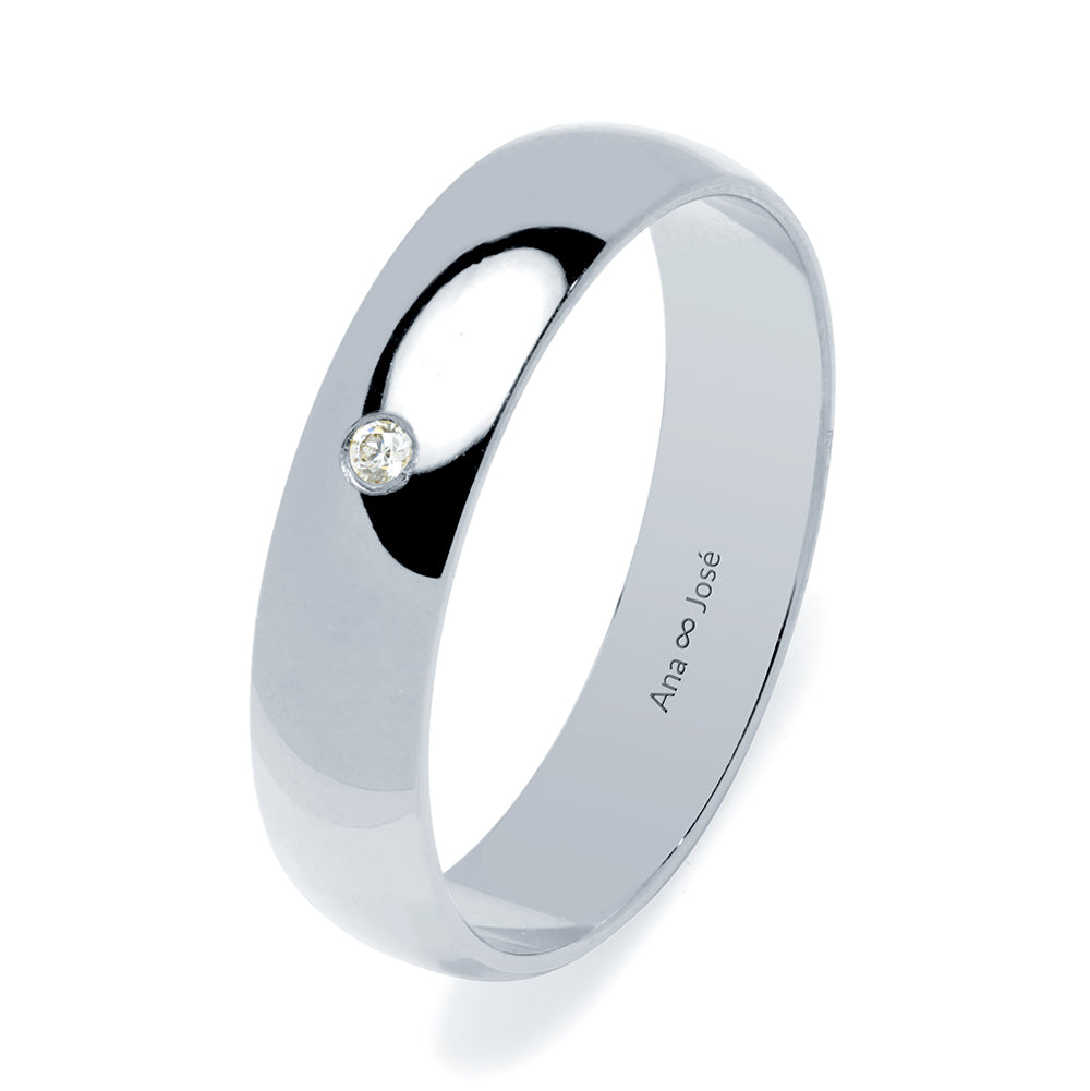 Alianza de Boda Media Caña 5mm Diamante