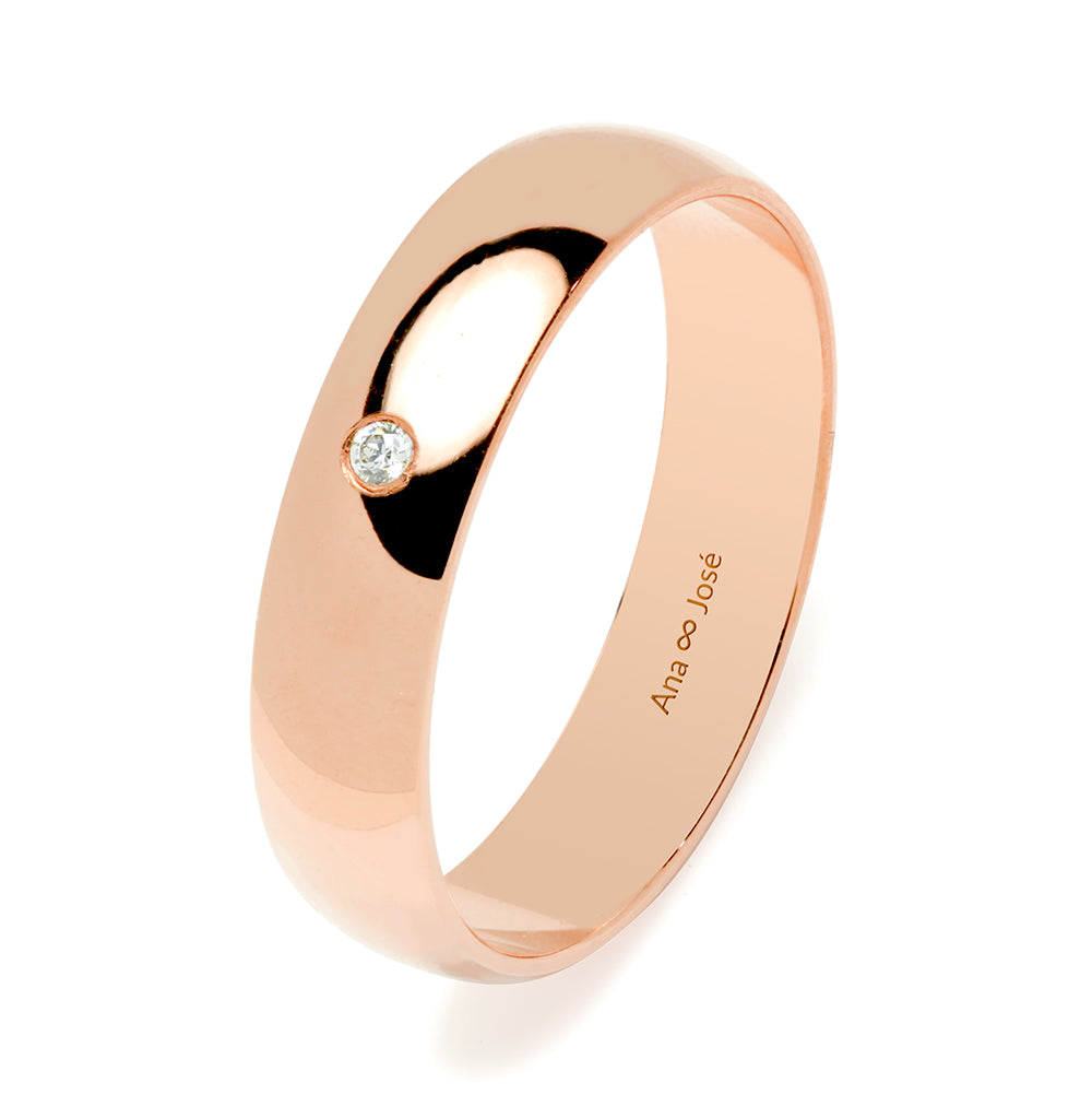 Alianza de Boda Media Caña 5mm Diamante