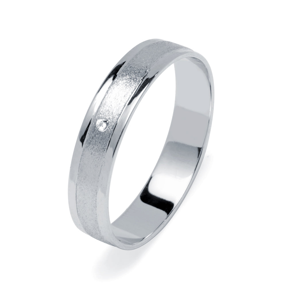 Alianza de Boda Satinado Centro 4mm Diamante