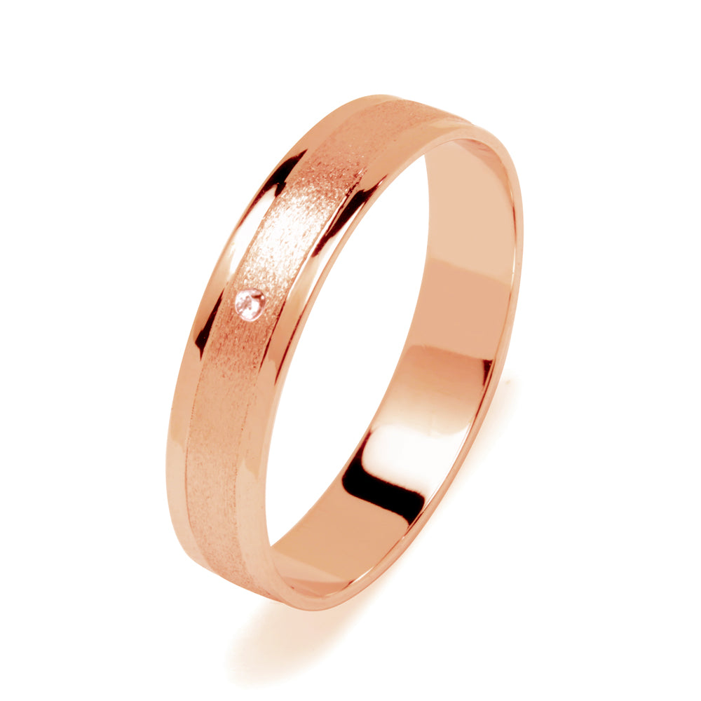 Alianza de Boda Satinado Centro 4mm Diamante