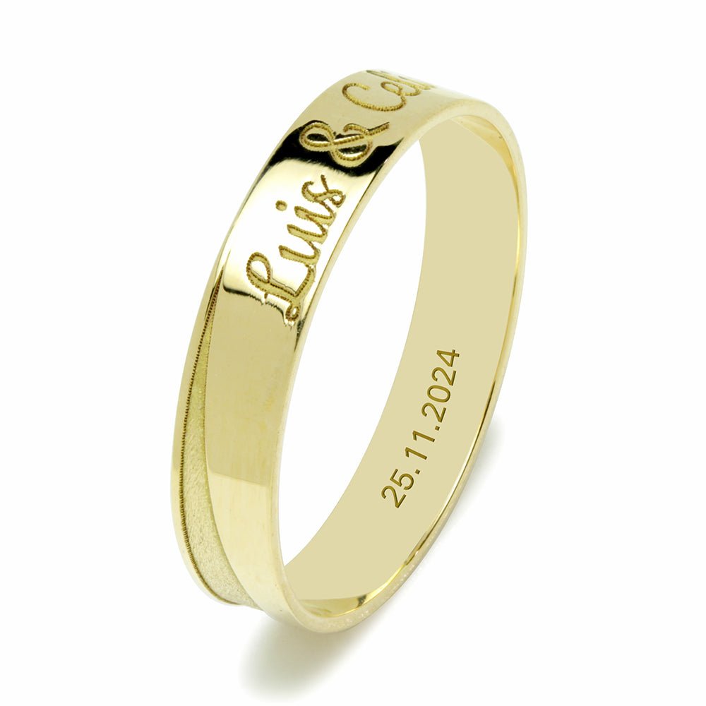 Alianza de Boda 4mm Nombre Letra Inglesa