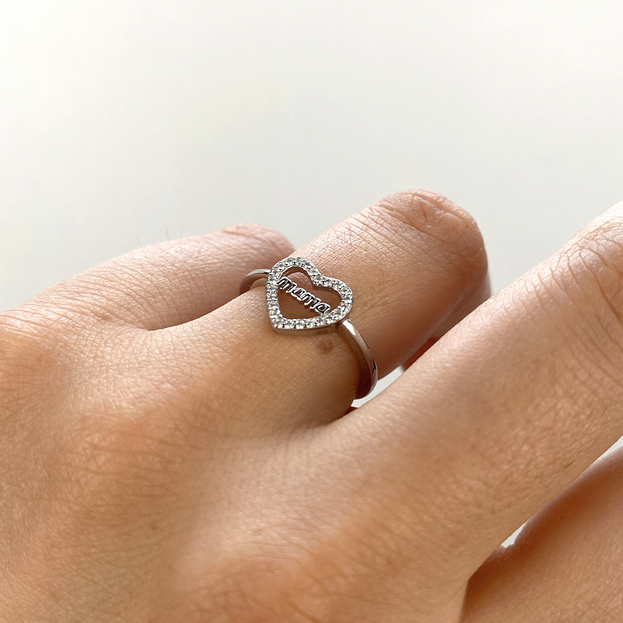 Anillo de Plata 925 con Circonitas Corazón