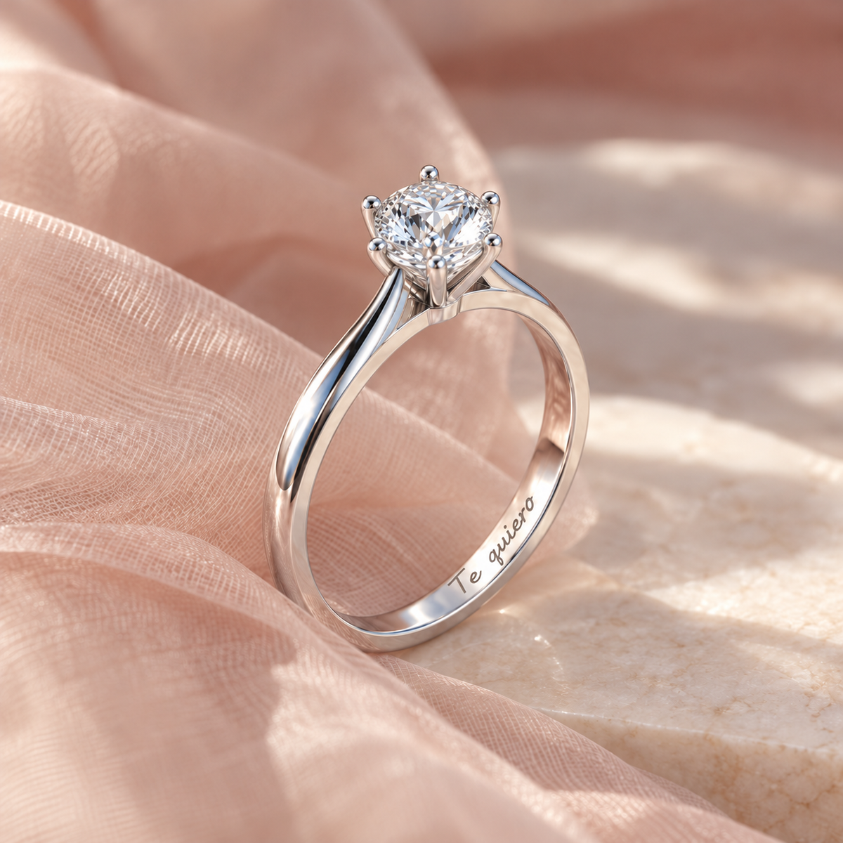 Anillo Solitario de Plata 925 con Moissanita