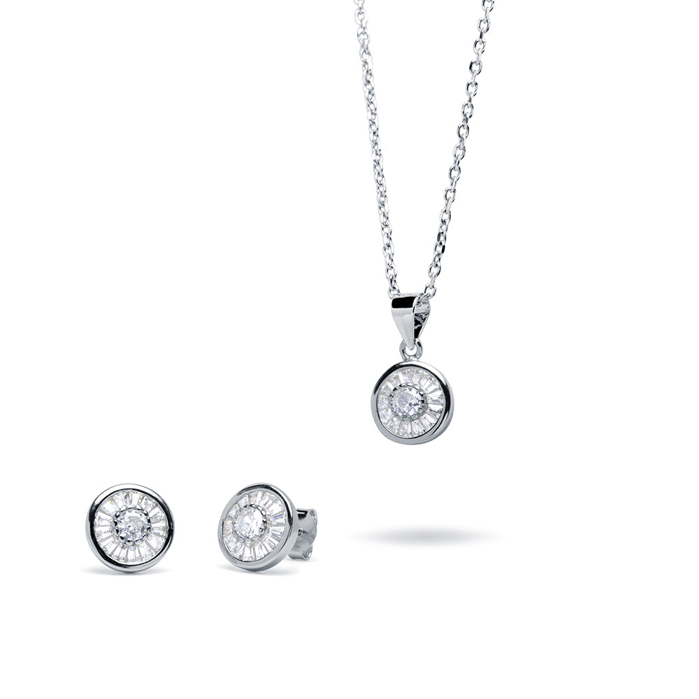 Collar y Pendientes Baguette Circonitas