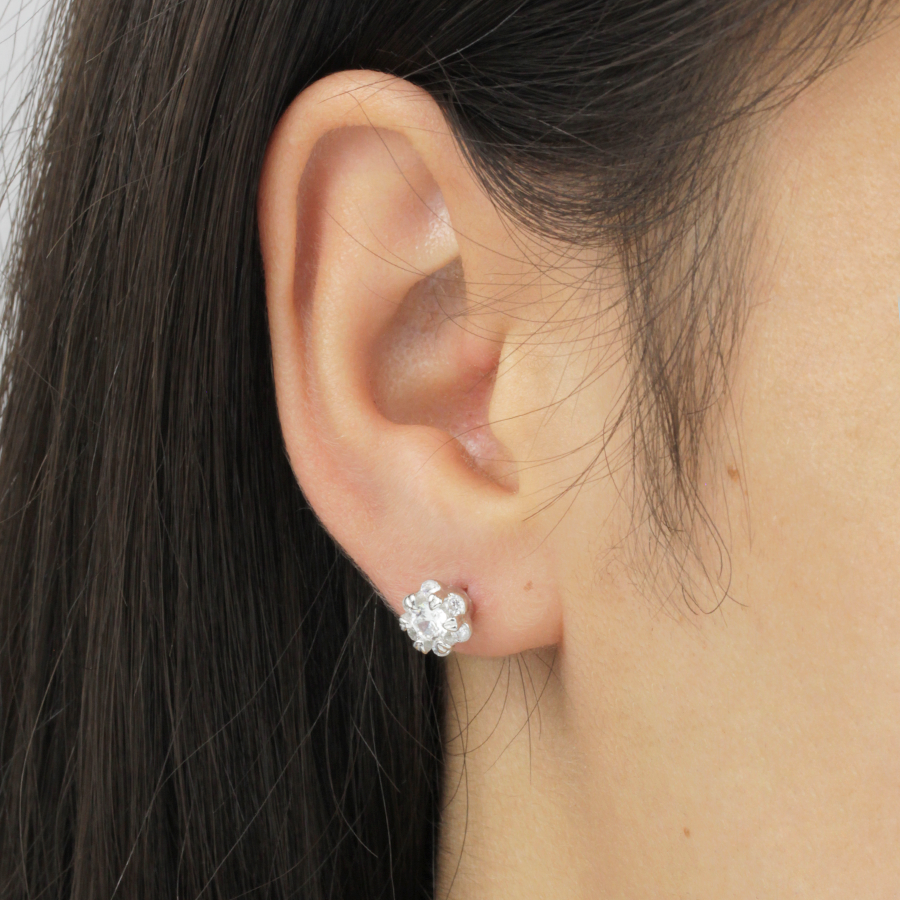 Collar y Pendientes Flor de Plata 925 con Circonitas