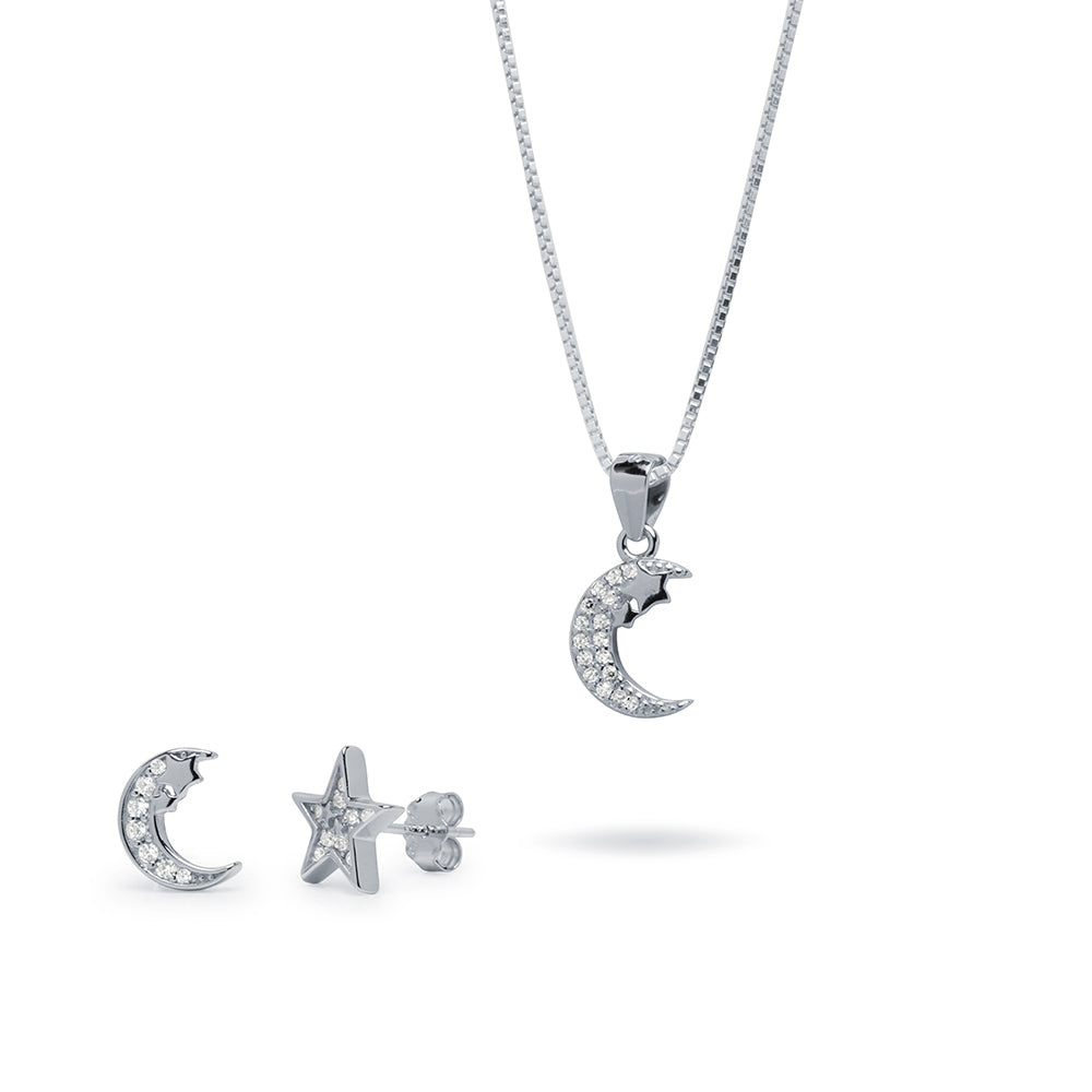 Collar y Pendientes Luna y Estrellas