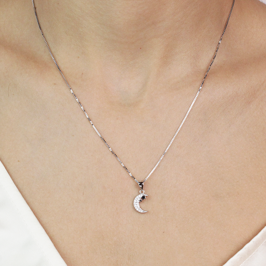 Collar y Pendientes Luna y Estrellas de Plata 925