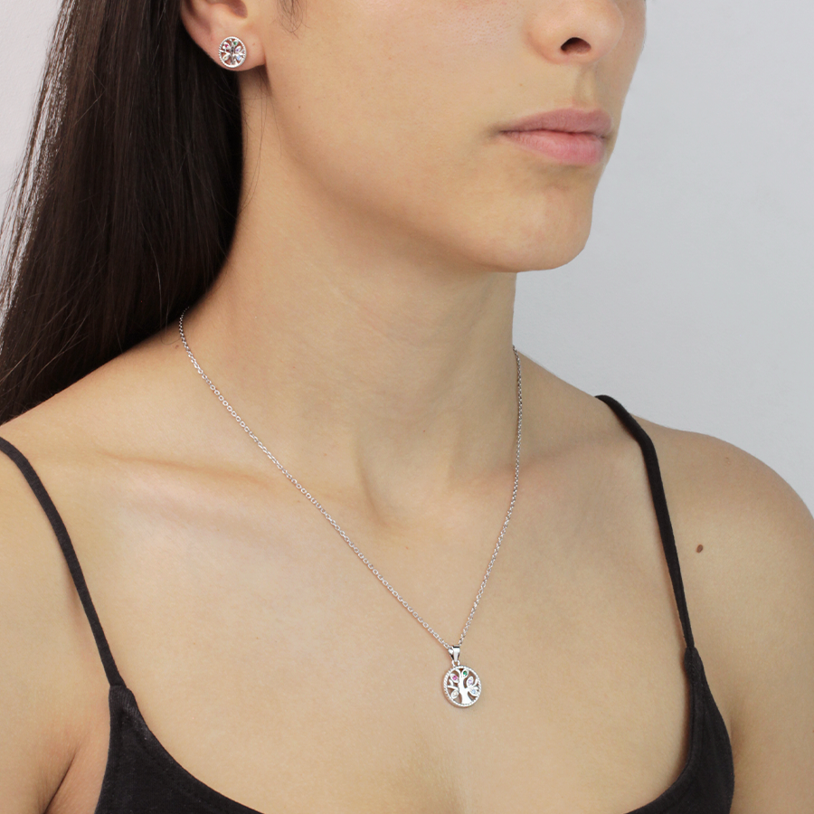 Collar y Pendientes Árbol Vida Color