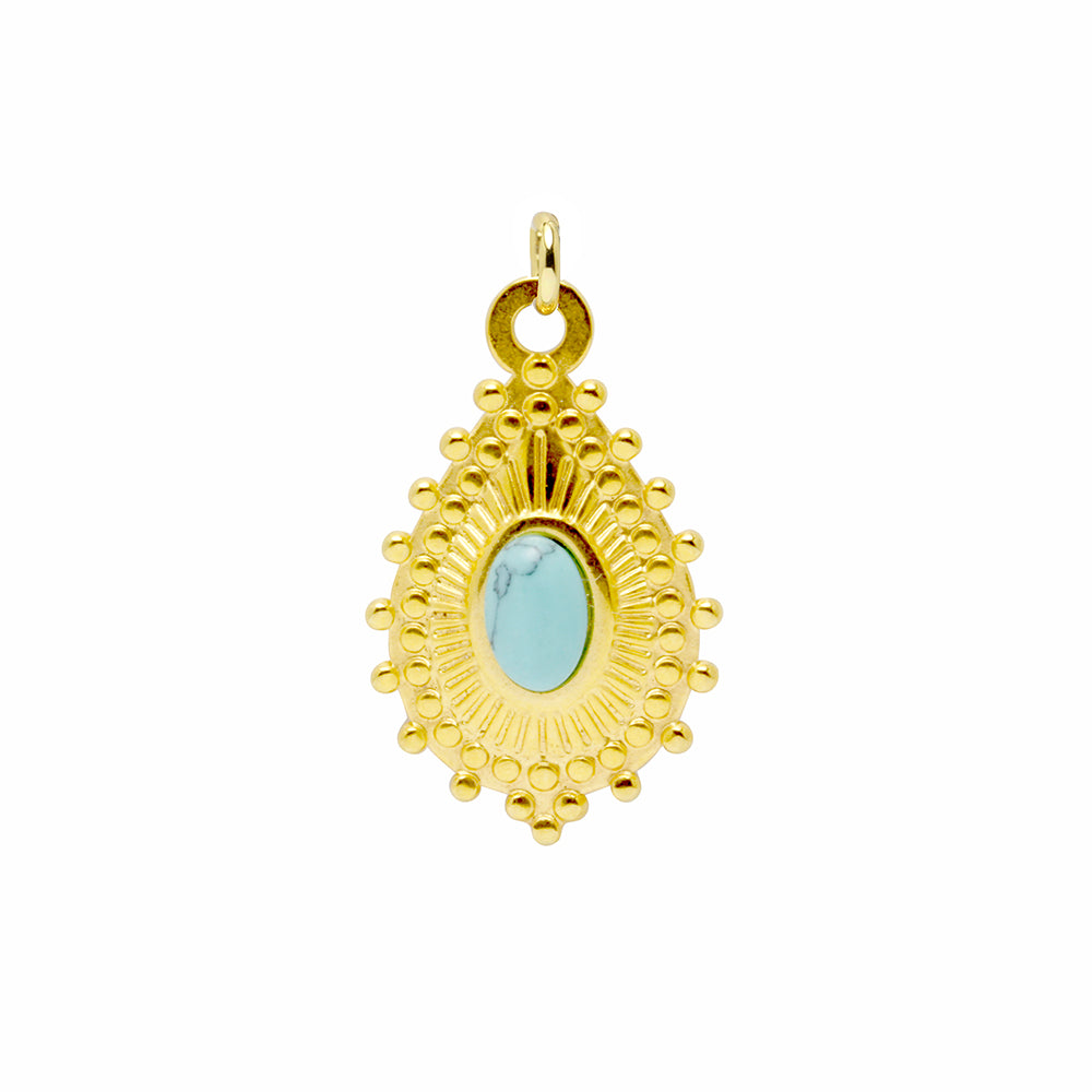 Charm Lágrima de Acero con Turquesa