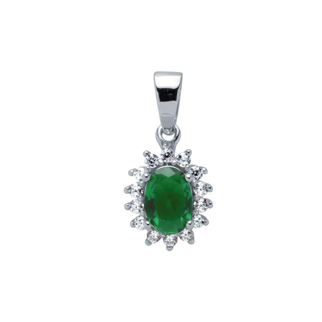 Colgante Rosetón de Plata 925 con Circonita Esmeralda