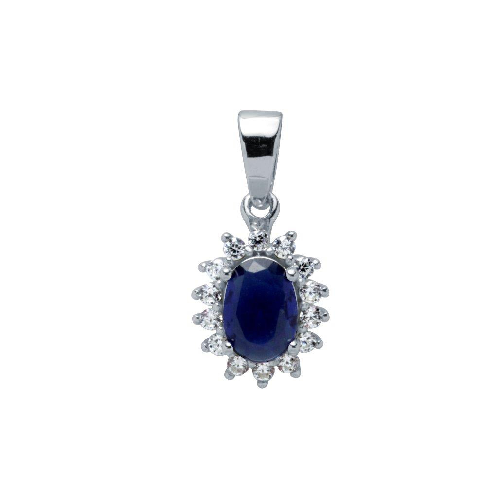 Colgante Rosetón de Plata 925 con Circonita Zafiro