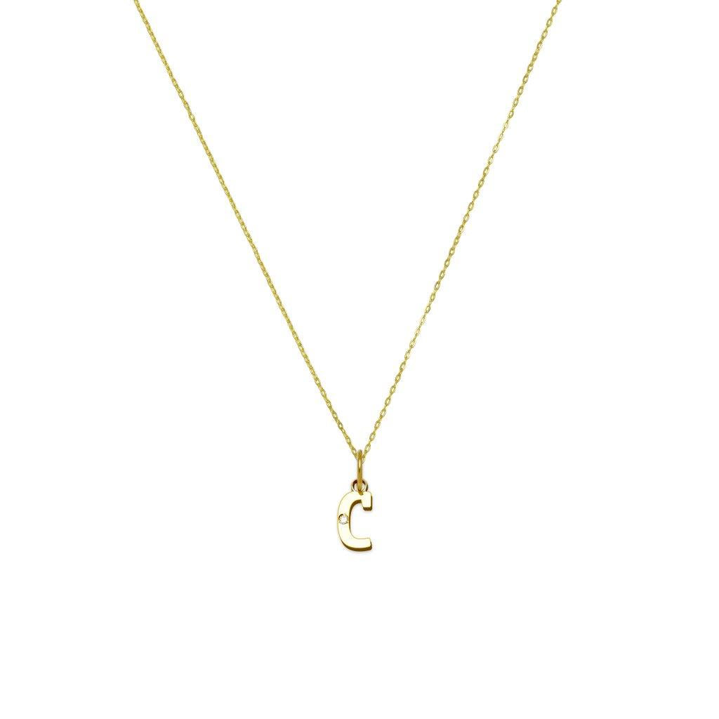 Collar de Oro 18K para Mujer con Inicial con Diamante