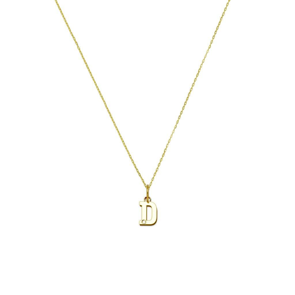 Collar de Oro 18K para Mujer con Inicial con Diamante