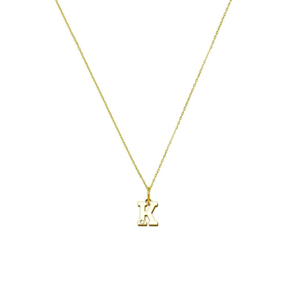 Collar de Oro 18K para Mujer con Inicial con Diamante