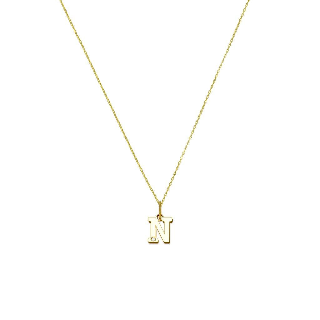 Collar de Oro 18K para Mujer con Inicial con Diamante