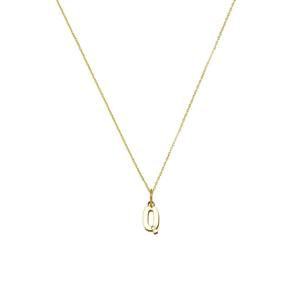 Collar de Oro 18K para Mujer con Inicial con Diamante