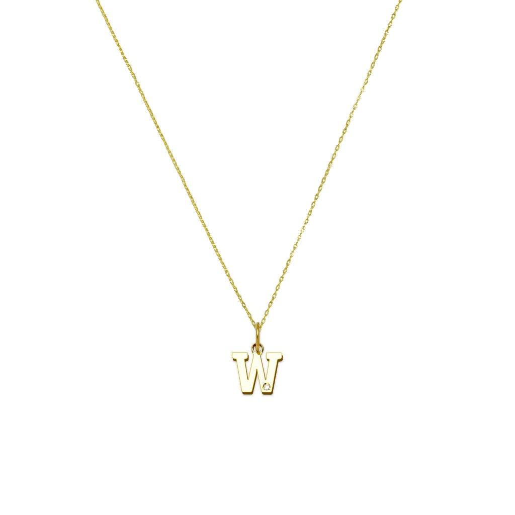 Collar de Oro 18K para Mujer con Inicial con Diamante