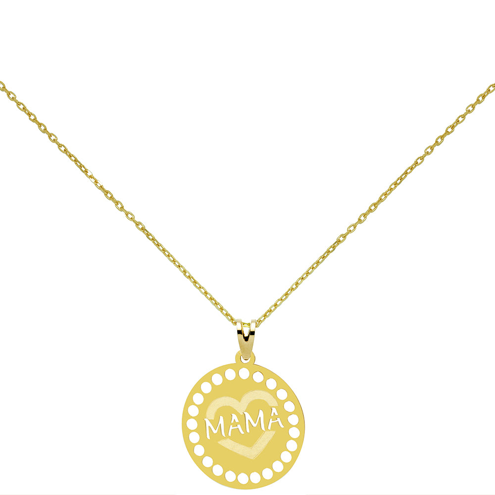 Collar medallón con corazón mamá
