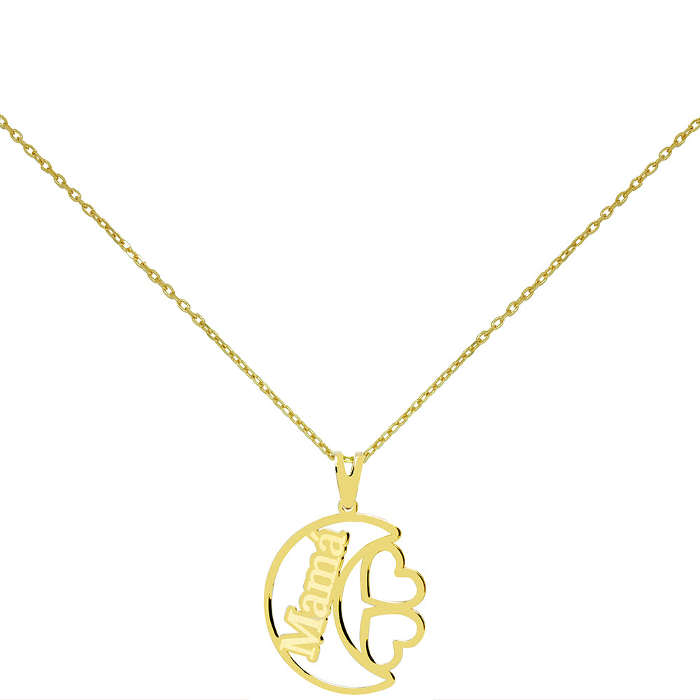 Collar luna con corazones mamá