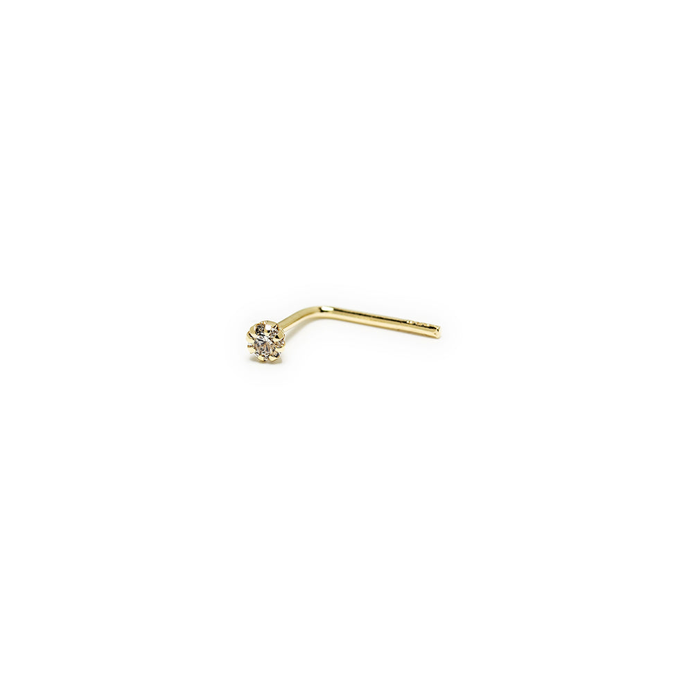 Piercing de Nariz Nostril de Oro 9K con Circonita en Garra