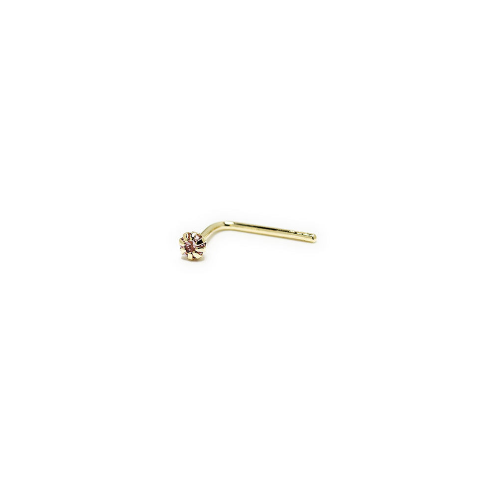 Piercing de Nariz Nostril de Oro 9K con Circonita Rosa